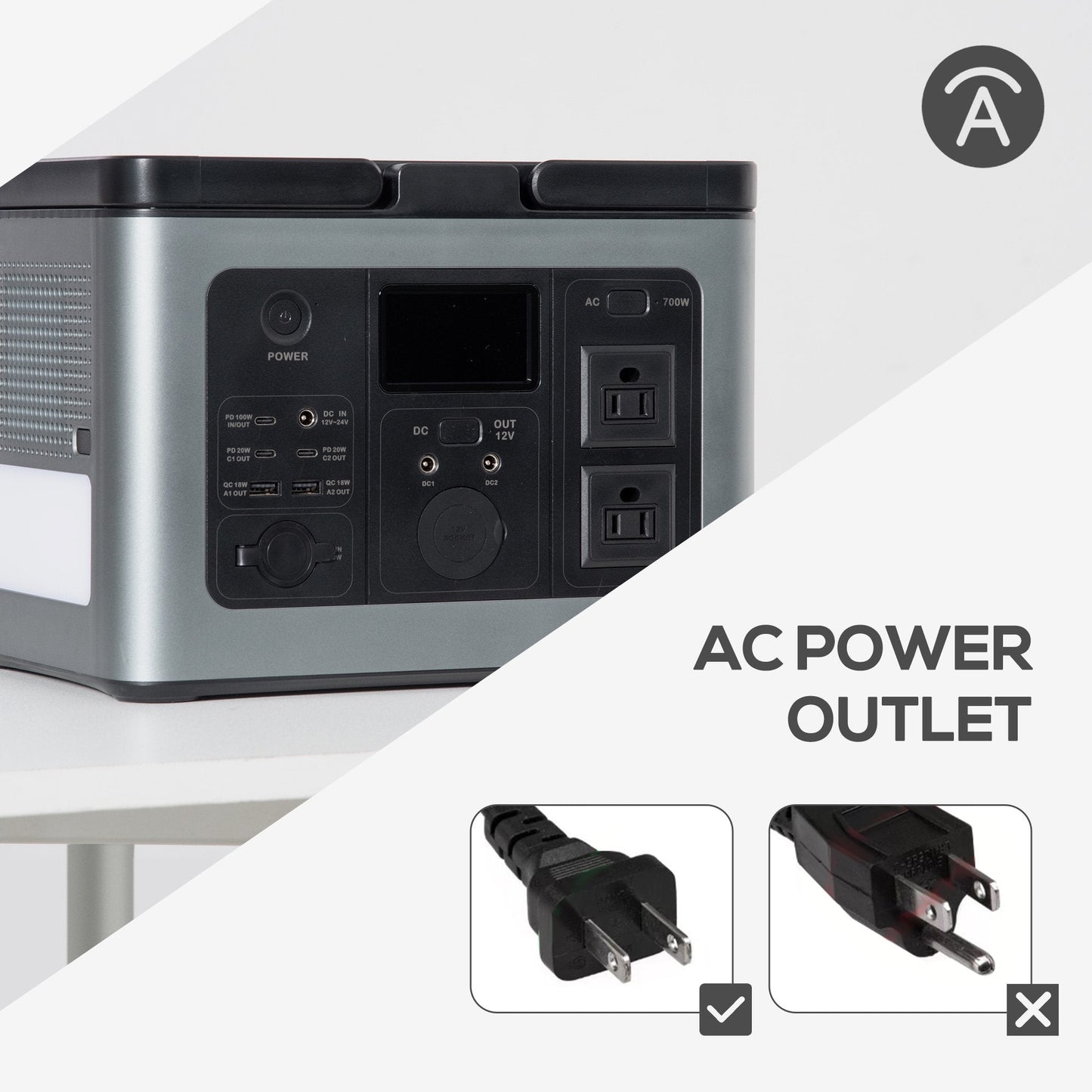 Outsunny Portable Power Station with Rest Surface