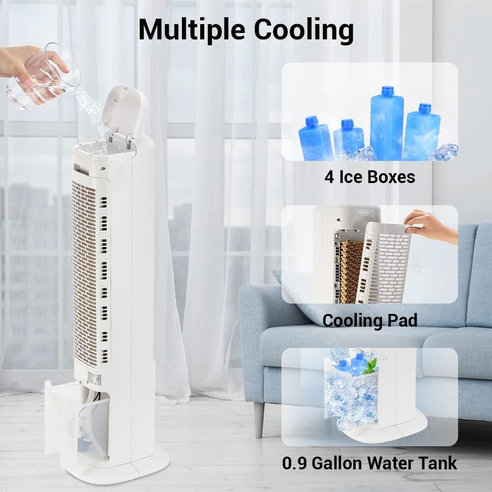 Evaporative Air Cooler With 4 Ice Packs and Remote