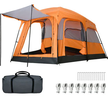 Large Family Camping Tent  | 6-10 Person | Orange