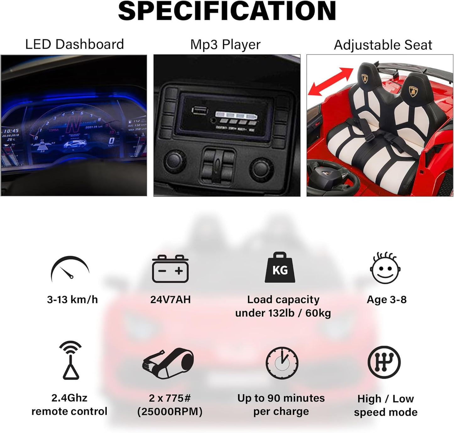 24V 2 Seater Ride on Car