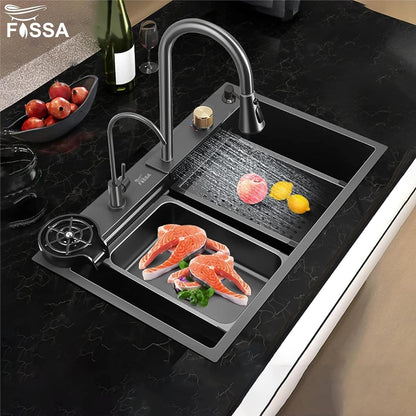 Stainless Steel Waterfall Kitchen Sink