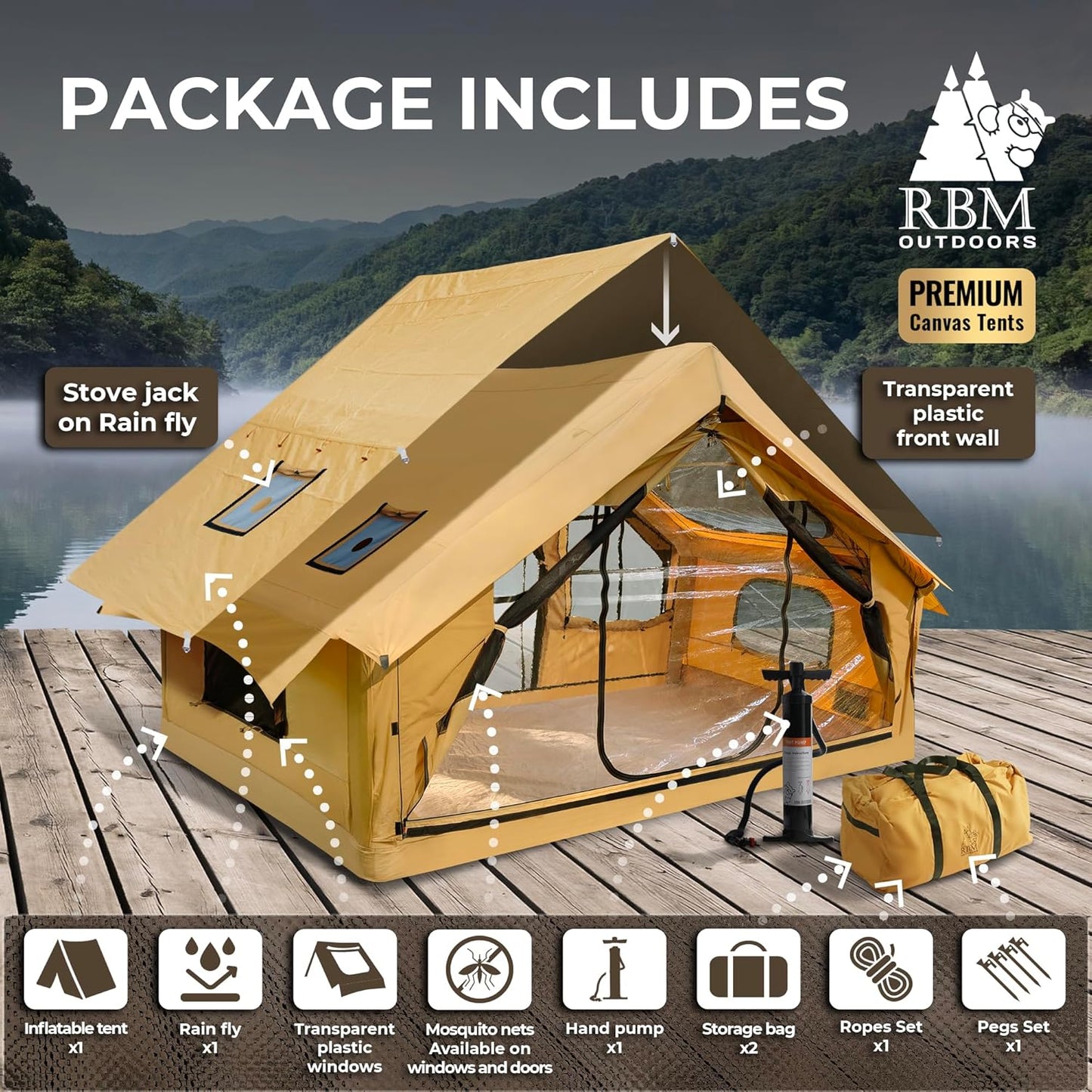 Inflatable Tents for Camping with Stove Jack