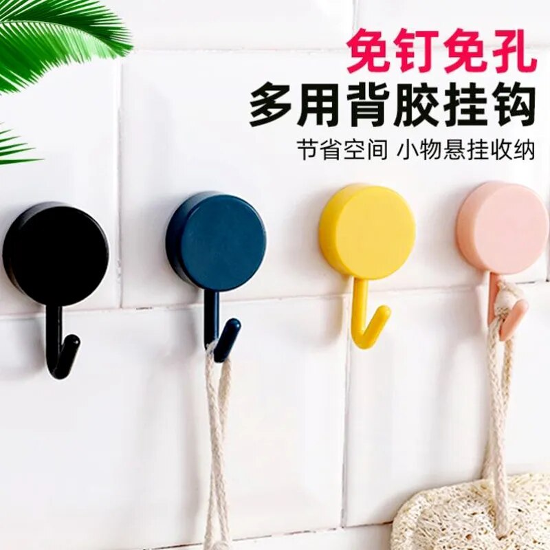 10Pcs Self Adhesive Wall Hook Strong Without Drilling Coat Bag Bathroom Door Kitchen Towel Hanger Hooks Home Storage Accessories